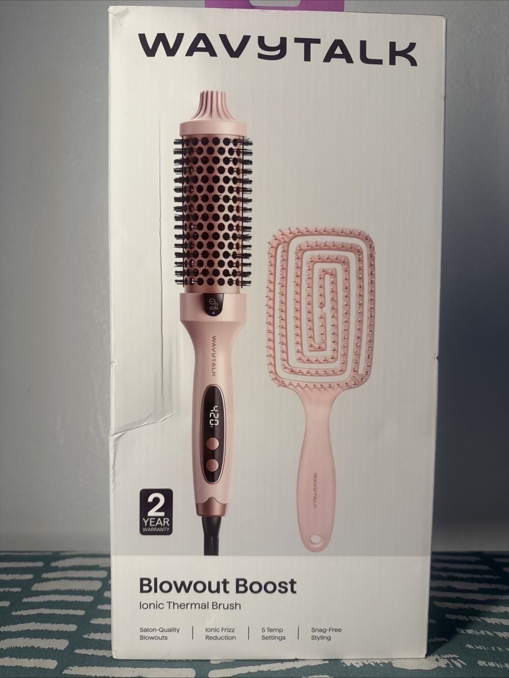 WavyTalk Blowout Boost Ionic Thermal Brush Ceramic Hot Brush Rose Gold Open box